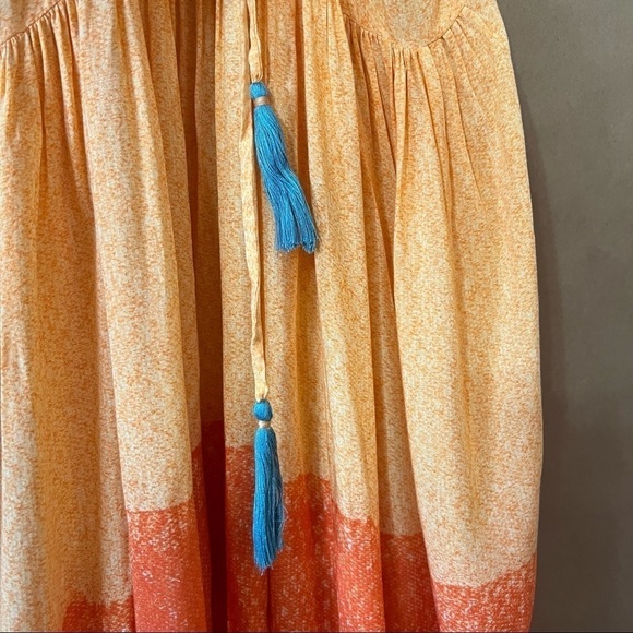 Anthropologie x Carla Weeks Setting Sun Maxi Dress Sunset Tiered Strappy Size M - Picture 11 of 15